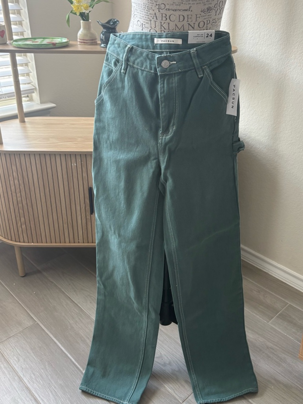 PacSun Teal Carpenter-Style Wide Leg Pants
